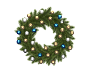 Christmas Wreath on transparent alpha channel background for easy drag and drop use!