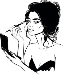 Beautiful woman applying make up