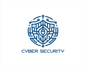Cyber security logo design icon symbol vector illustration. Modern cyber security logo Template.
