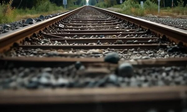 3d view of train tracks