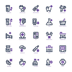 Healthcare and Medical icon pack for your website, mobile, presentation, and logo design. Healthcare and Medical icon dual tone design. Vector graphics illustration and editable stroke.