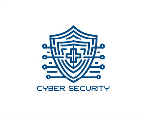 Cyber security logo design icon symbol vector illustration. Modern cyber security logo Template.