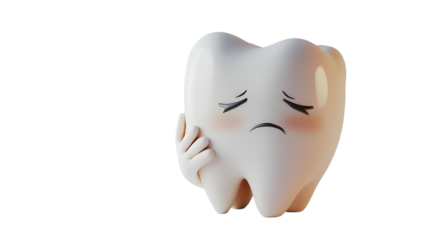 World Toothache Day. Poster art. Dental Art. Tooth emoticon isolated on transparent PNG.