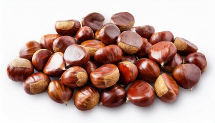 heap of chestnuts top view isolate on transparency background