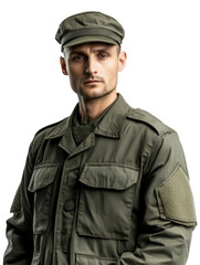 A Strong Portrait of a Soldier in Military Uniform, Capturing Authority and Bravery with a Serious Expression, Symbolizing Service and Dedication to Duty