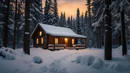 Snowy Village and secluded cabin  