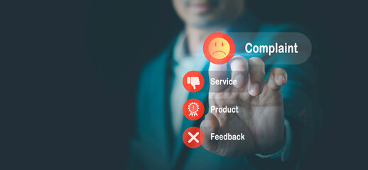 Customer complaints concept. dissatisfaction with product or service problems, angry feedback from clients, service ratings, negative reviews, dislike, reputation management, bad review comments