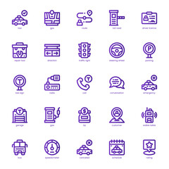 Taxi Service icon pack for your website, mobile, presentation, and logo design. Taxi Service icon basic line gradient design. Vector graphics illustration and editable stroke.