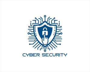 Cyber security logo design icon symbol vector illustration. Modern cyber security logo Template.