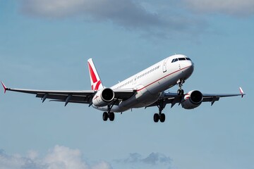 Fototapeta premium Detailed White Airliner Taking Off for Travel and Transport Isolated Background