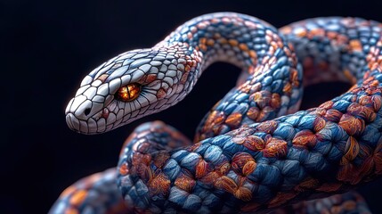 Fototapeta premium A beautifully patterned zodiac snake, its body intricately woven into itself, symbolizing wisdom and the mysteries of the zodiac.