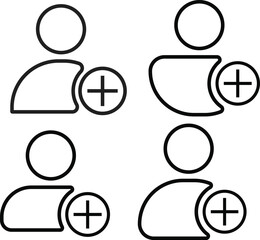 profile with plus mark icon set. Profile avatar with plus symbol.. plus icon vector. Add user icon symbol
