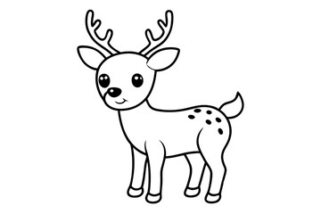 Christmas Reindeer Coloring Page Outline for Kids