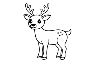 Christmas Reindeer Coloring Page Outline for Kids