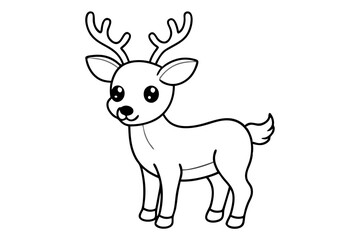 Christmas Reindeer Coloring Page Outline for Kids