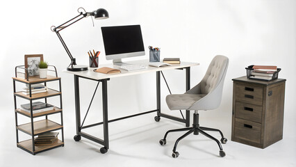 office desk with laptop