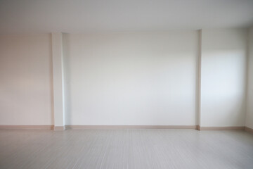 White room for the background. empty room interior, white mortar wall and clean tile floor in a new house