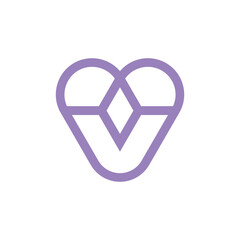 elegant letter V diamond love logo