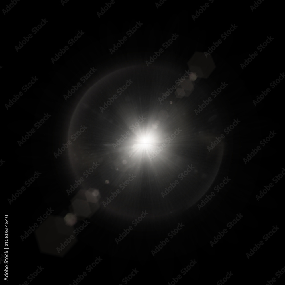 Poster Bright abstract light effect with rays and glare for vector illustration.