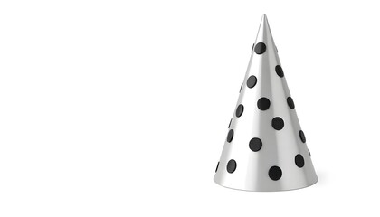 Fototapeta premium Silver party hat with polka dots isolated on a white background