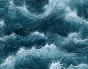 Obraz premium stormy ocean water with waves and foam top view natural background photo texture seamless pattern seamless wallpaper created with generative ai technology