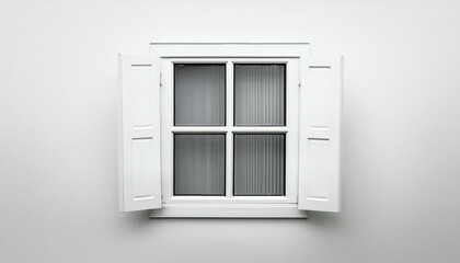Fototapeta premium a single white window with four panes set in a white wall
