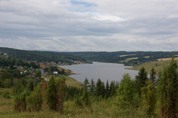 Russia Perm region landscape with river Kama