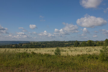 Russia Perm region landscape on a summer cloudy day