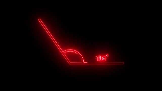 Abstract glowing neon geometric math graph with an angle measure of 135 degree icon. Icon of 135 degree. Acute angle.