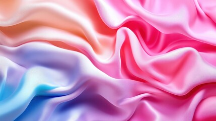 Obraz premium Soft and Flowing Silk Fabric in Shades of Pink and Blue with Gentle Wrinkles and Creases, Creating an Elegant Background for Textile Design and Fashion Imagery