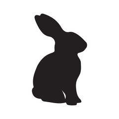 silhouette of a rabbit isolated on white background. Vector flat black rabbit bunny silhouette isolated on white background