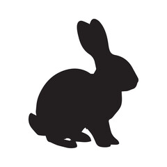 silhouette of a rabbit isolated on white background. Vector flat black rabbit bunny silhouette isolated on white background