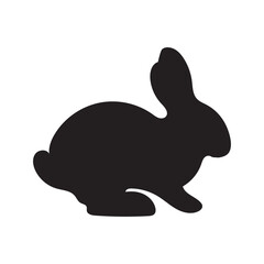 silhouette of a rabbit isolated on white background. Vector flat black rabbit bunny silhouette isolated on white background
