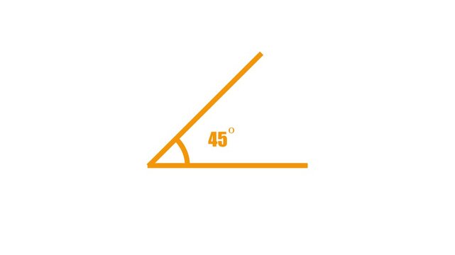 Abstract neon Geometric math graph with an angle measure of 45 degree icon. Icon of 45 degree. Acute angle.