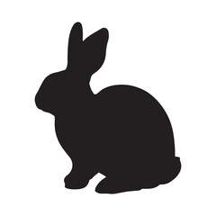 silhouette of a rabbit isolated on white background. Vector flat black rabbit bunny silhouette isolated on white background