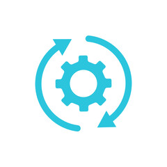 Process Optimization Gear icon, Isolated on white background, Blue icon set