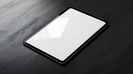 A sleek, modern tablet on a dark surface, showcasing a blank screen ideal for digital content or design.