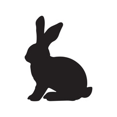 silhouette of a rabbit isolated on white background. Vector flat black rabbit bunny silhouette isolated on white background