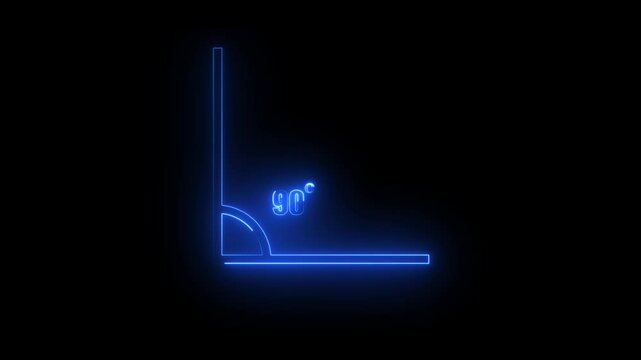 Abstract neon geometric math graph with an angle measure of 90 degree icon. Icon of 90 degree. Acute angle.