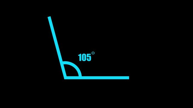 Geometric math graph with an angle measure of 105 degree icon. Icon of 105 degree. Acute angle.