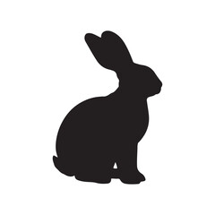 silhouette of a rabbit isolated on white background. Vector flat black rabbit bunny silhouette isolated on white background