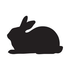 silhouette of a rabbit isolated on white background. Vector flat black rabbit bunny silhouette isolated on white background