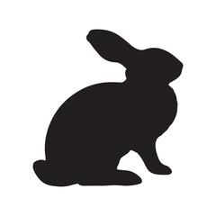 silhouette of a rabbit isolated on white background. Vector flat black rabbit bunny silhouette isolated on white background
