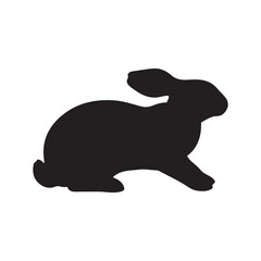 silhouette of a rabbit isolated on white background. Vector flat black rabbit bunny silhouette isolated on white background