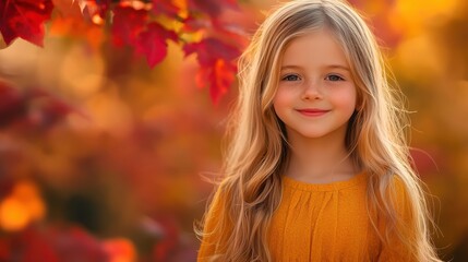 Fototapeta premium The Smiling Girl in Autumn