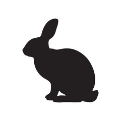 silhouette of a rabbit isolated on white background. Vector flat black rabbit bunny silhouette isolated on white background