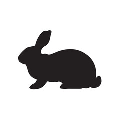 silhouette of a rabbit isolated on white background. Vector flat black rabbit bunny silhouette isolated on white background