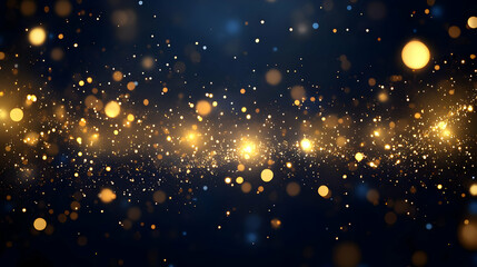 Abstract Background - Golden Glitter Sparkle on Dark Blue