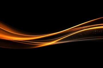 Abstract Background - Golden Light Wave on Black