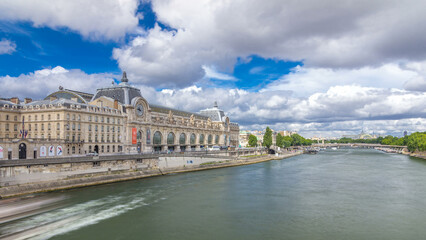 The musee d'Orsay is a museum in Paris timelapse hyperlapse, on the left bank of the Seine. Paris, France
